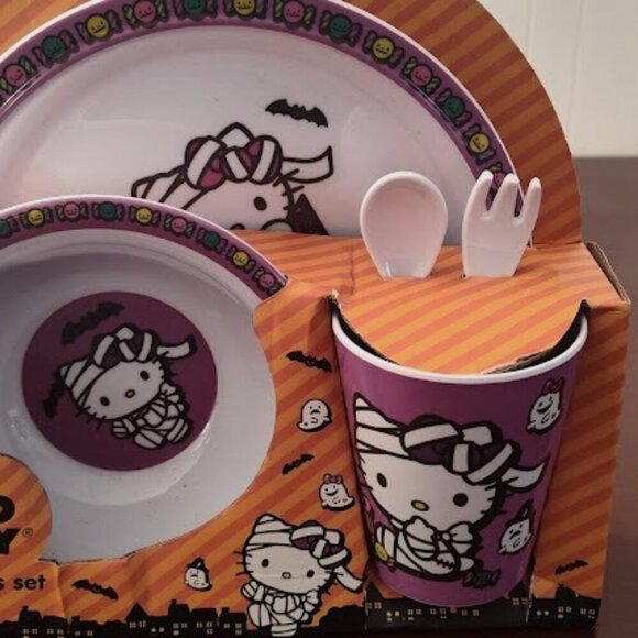 Sanrio Other - Sanrio Plate Bowl Cup Utensil Set Hello Kitty Halloween